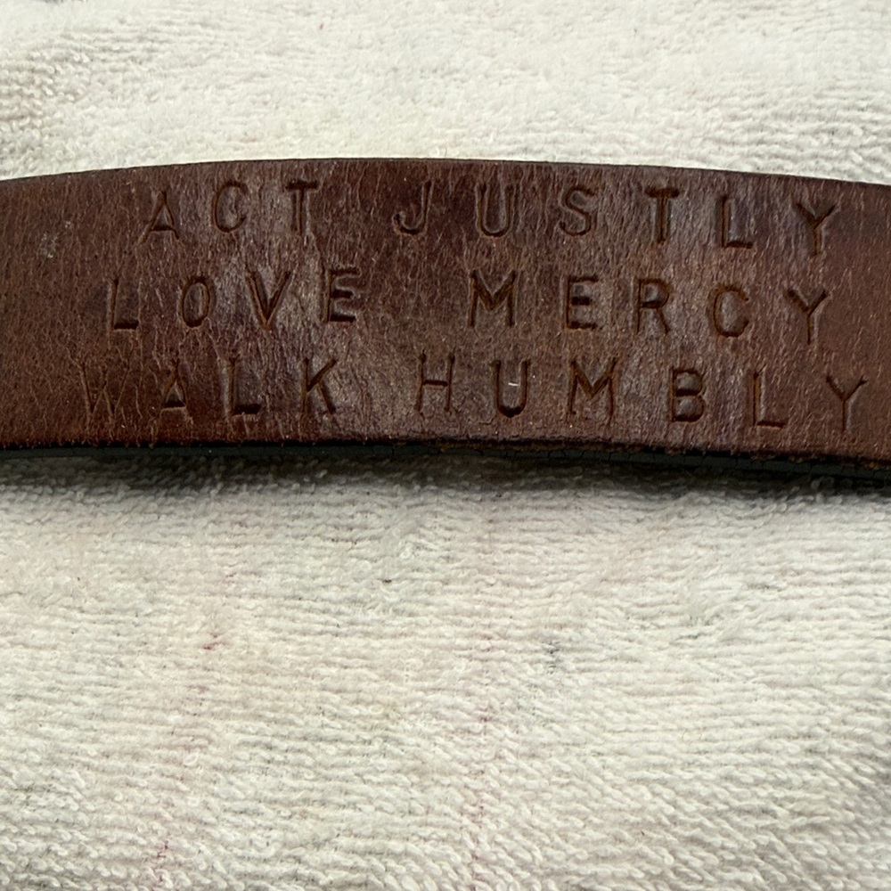 Handmade Brown Leather Band Bracelet with Inspirational Message